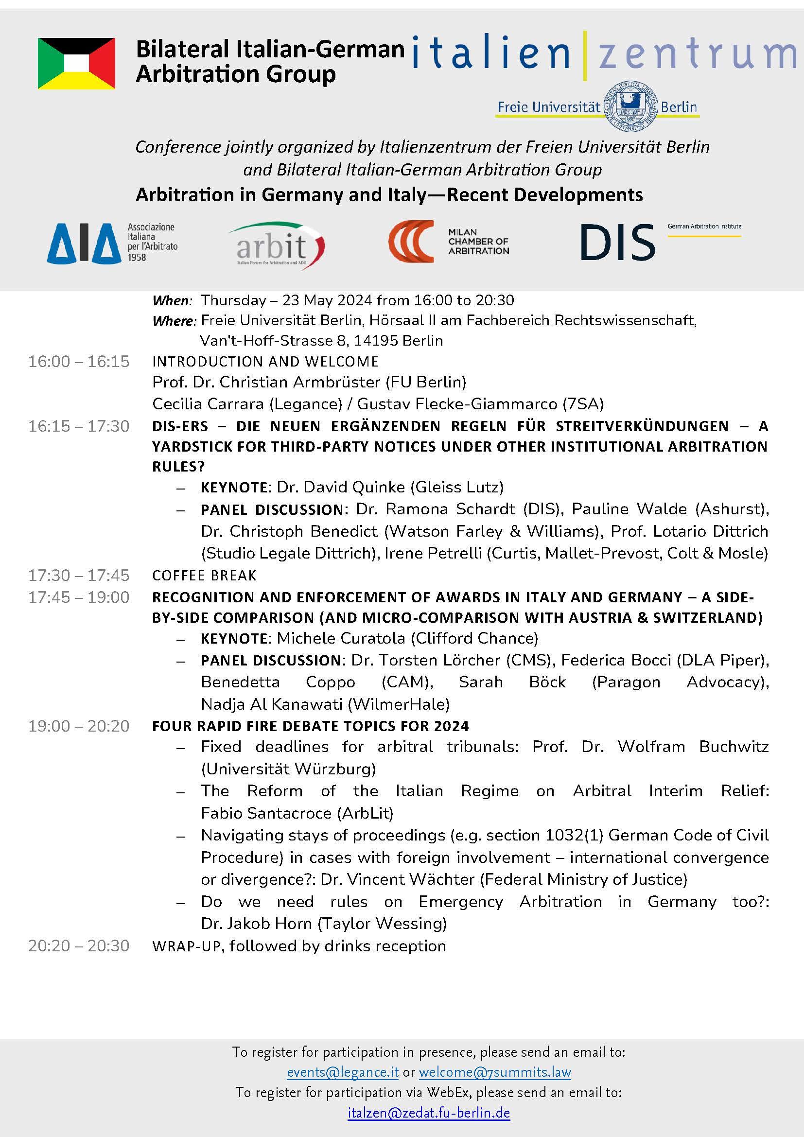 20240523 Conference Arbitration in Germany and Italy - Recent Developments(final)