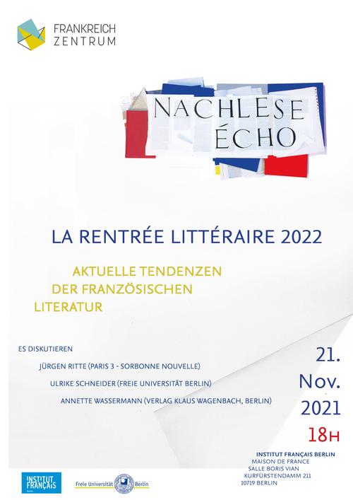 Veranstaltungsplakat Rentrée Littéraire 2022