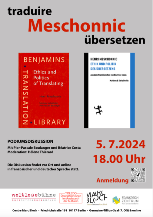 Podiumdiskussion | table-ronde: traduire, Meschonnic, Übersetzen