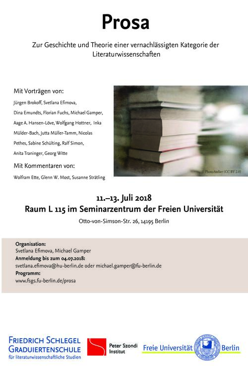 Plakat "Prosa - Zur Geschichte und Theorie einer vernachlässigten Kategorie der Literaturwissenschaften"