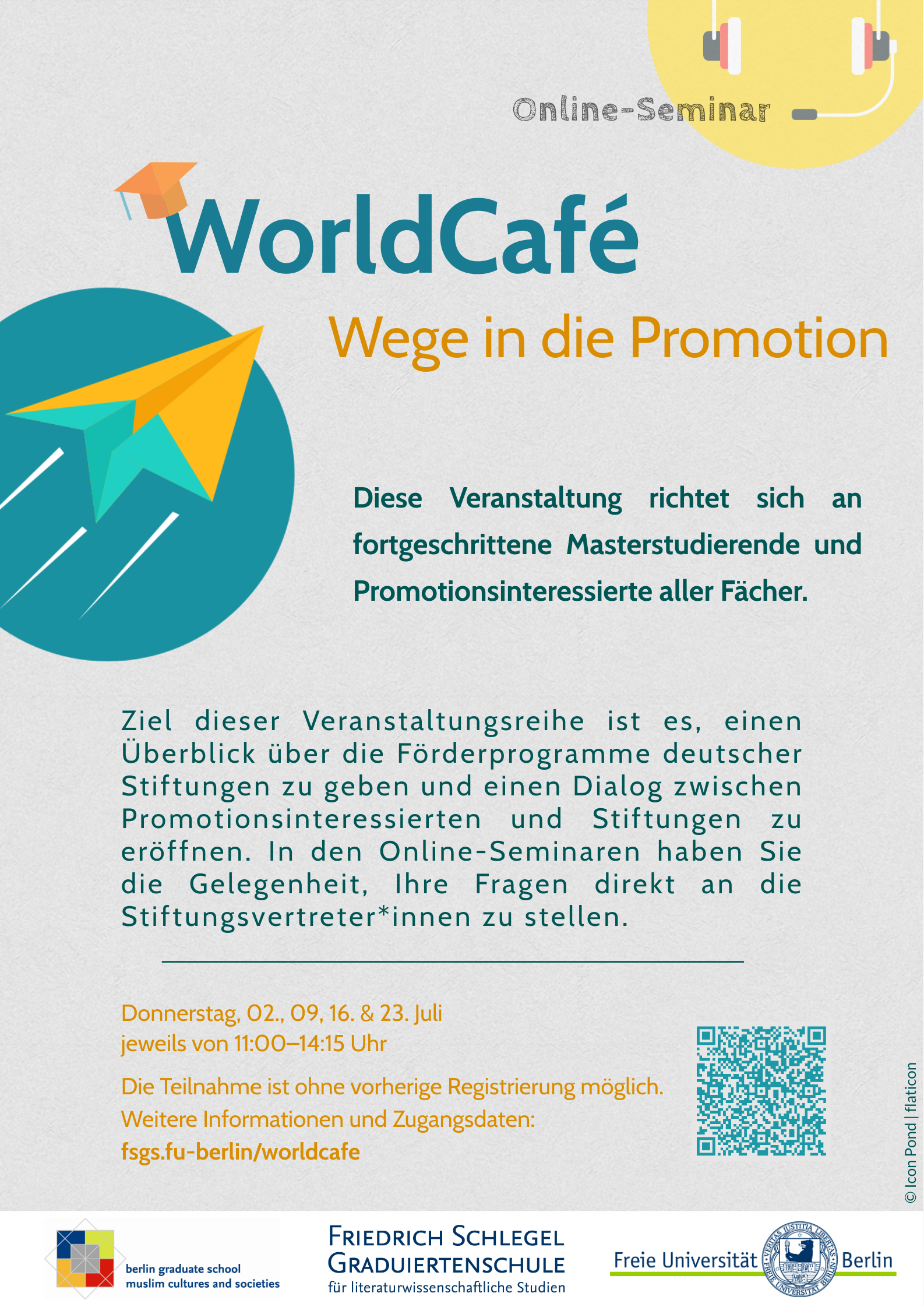 Plakat Veranstaltungsreihe: Wege in die Promotion – Welche Stiftung passt zu mir?