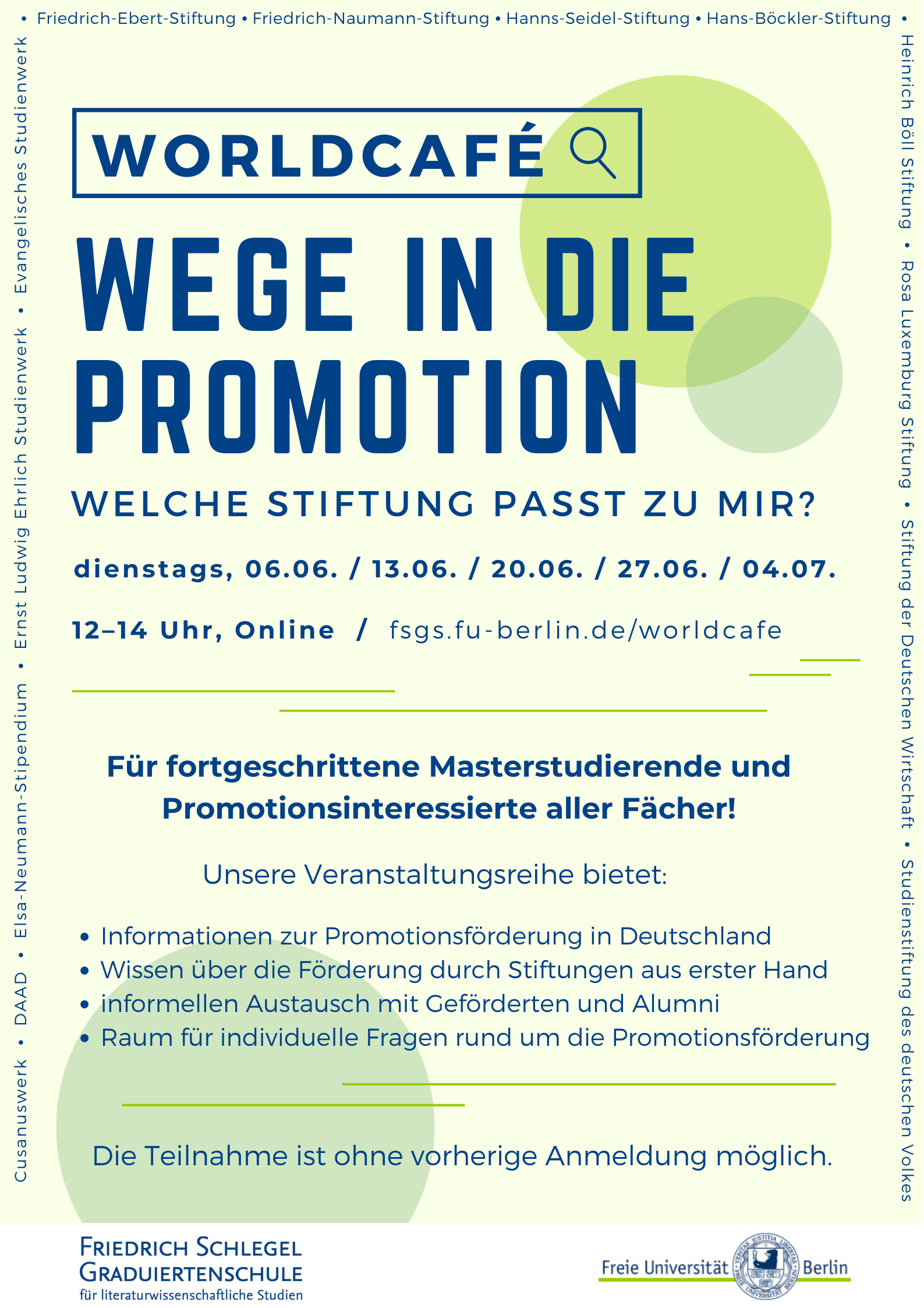WorldCafé: Wege in die Promotion – Welche Stiftung passt zu mir?