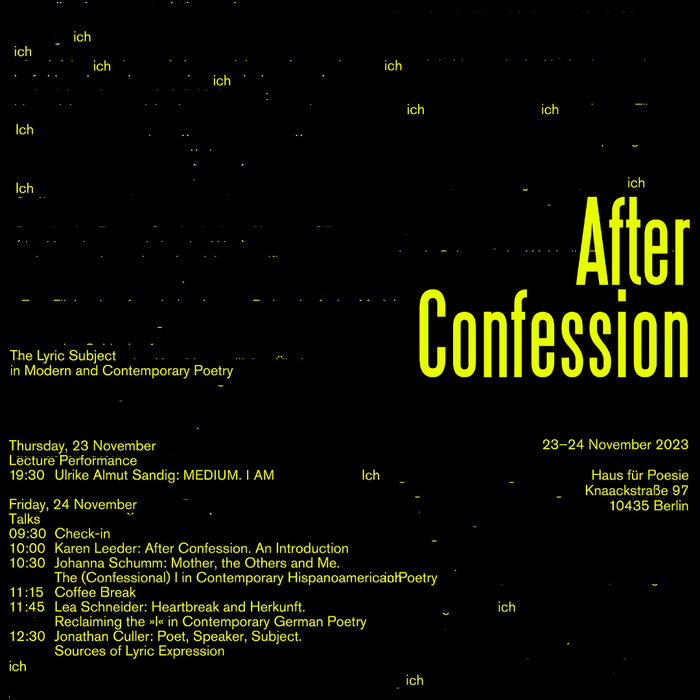 Workshop "After Confession. The Lyric Subject in Modern and Contemporary Poetry"