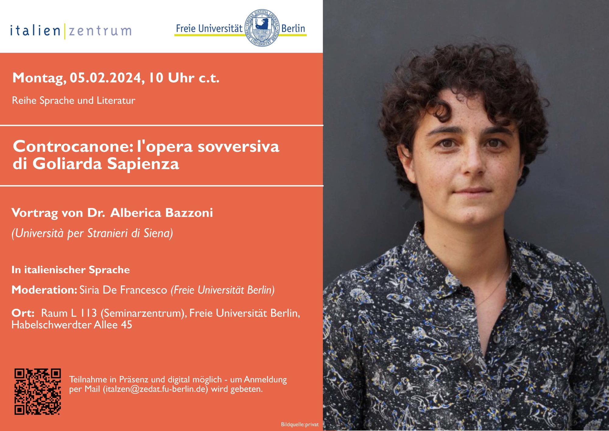 Flyer Goliarda Sapienza - geänderter Ort