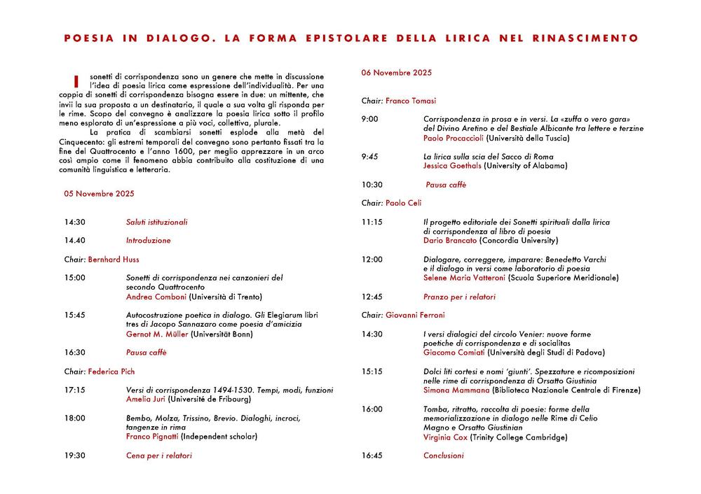 Poesia in dialogo-Programm