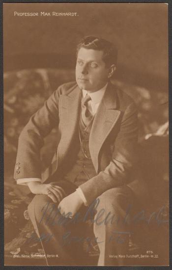 Max Reinhardt, Foto: Hänse Herrmann, mit Autogramm von Reinhardt von 1916