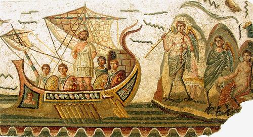 8. Literaturwissenschaftliches Propädeutikum: Odysseus und die Sirenen (Mosaik, 2. Jh. n. Chr.) | wikimedia commons (Giorces)
