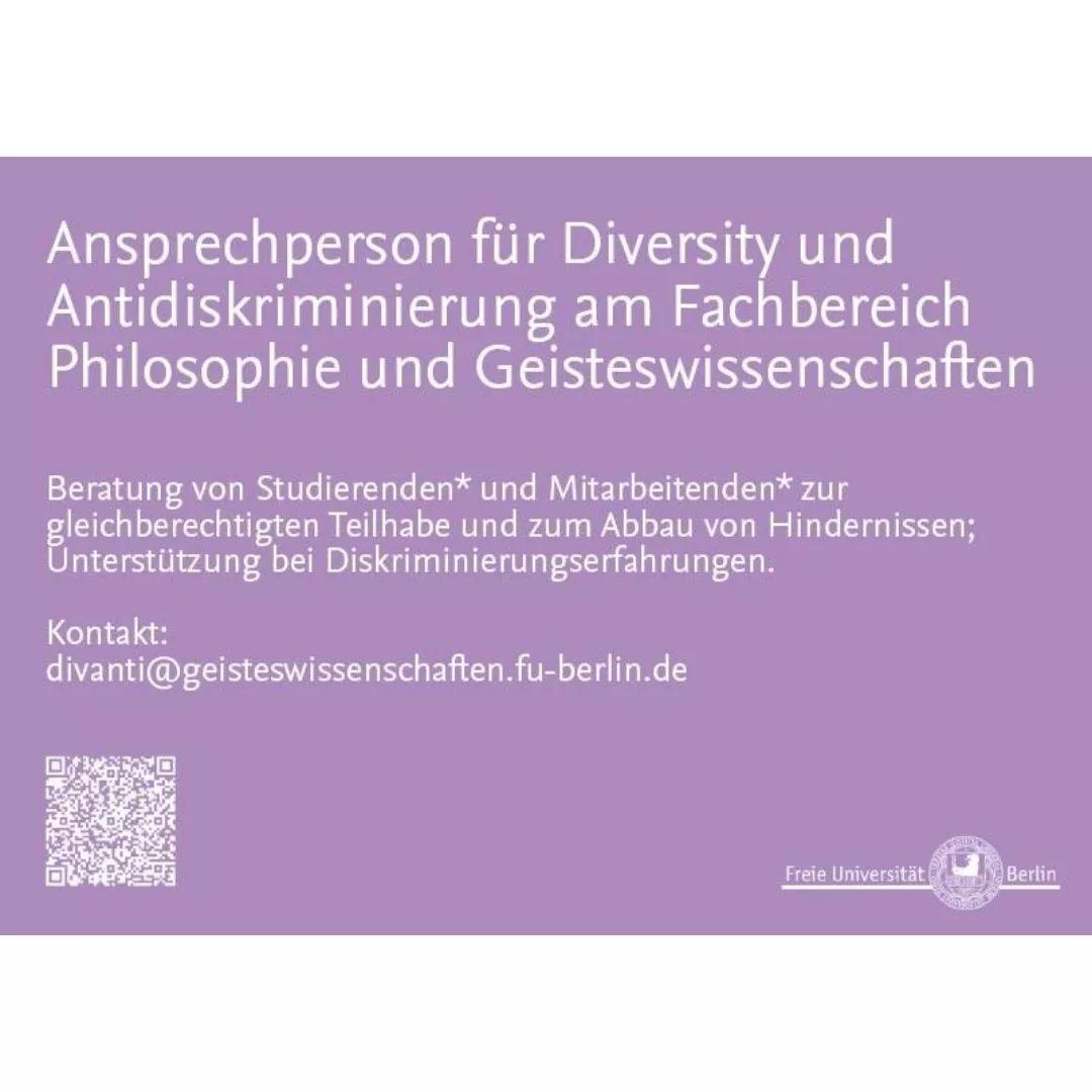 Ansprechperson für Diversity und Antidiskriminierung am Fachbereich Philosophie und Geisteswissenschaften