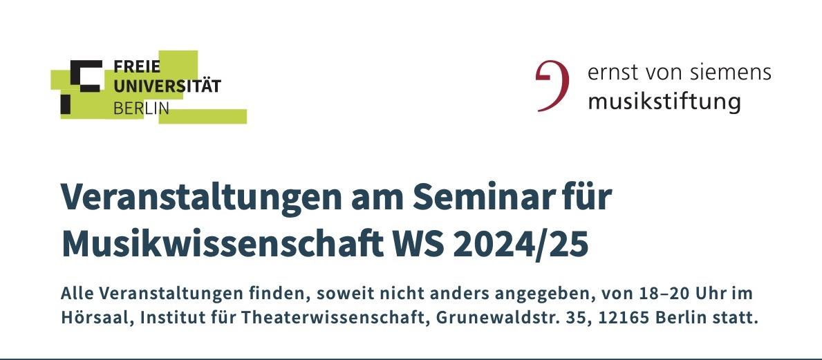 Veranstaltungen am Seminar für Musikwissenschaft WS 24/25