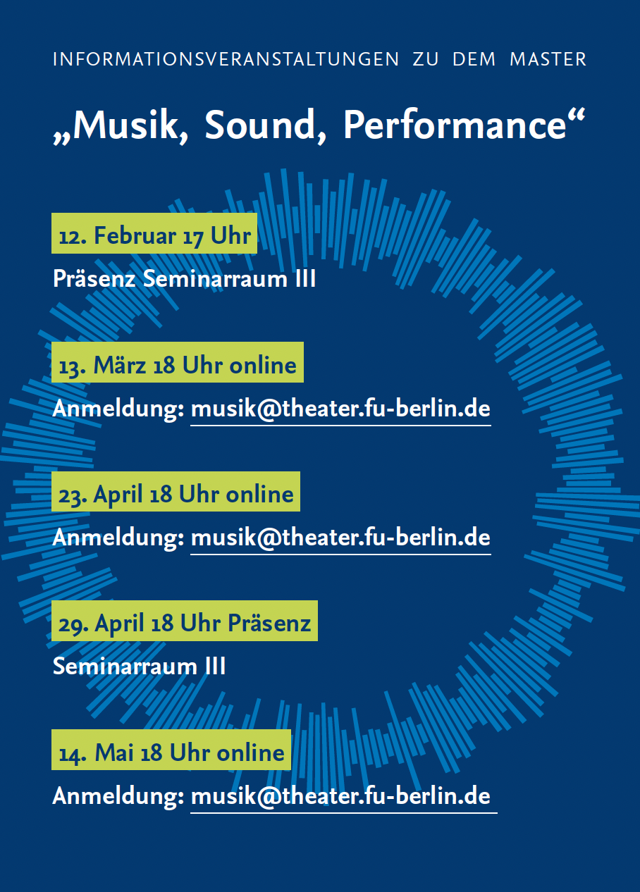 Infoveranstaltungen zu dem Master Musik Sound Performance