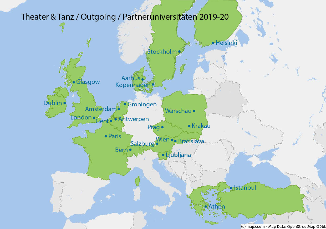 Theater & Tanz Partneruniversitäten 2019-20