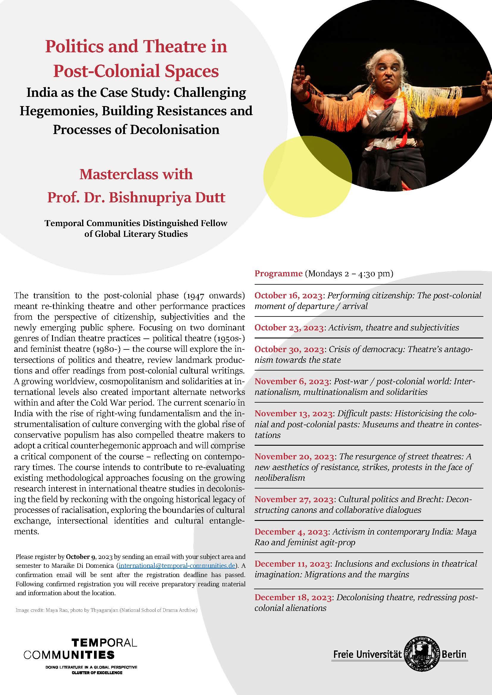 Plakat_Masterclass_Bishnupriya Dutt